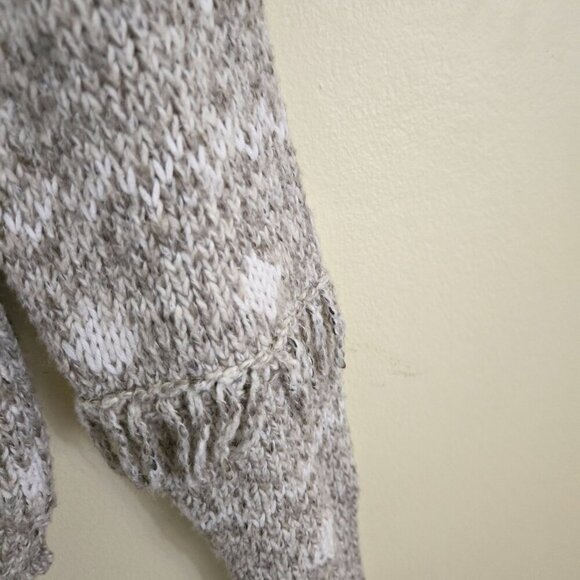 Loft Neutral Polar Bear Fringe Cotton Wool Blend Mockneck Sweater Size XS - Picture 5 of 7